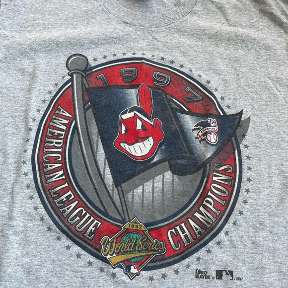 Vintage 1997 Cleveland Indians Single Stitch Tee Pro Player Size Large Guardians - Picture 7 of 8